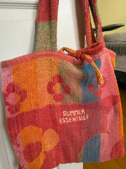 summer essentials towel tote