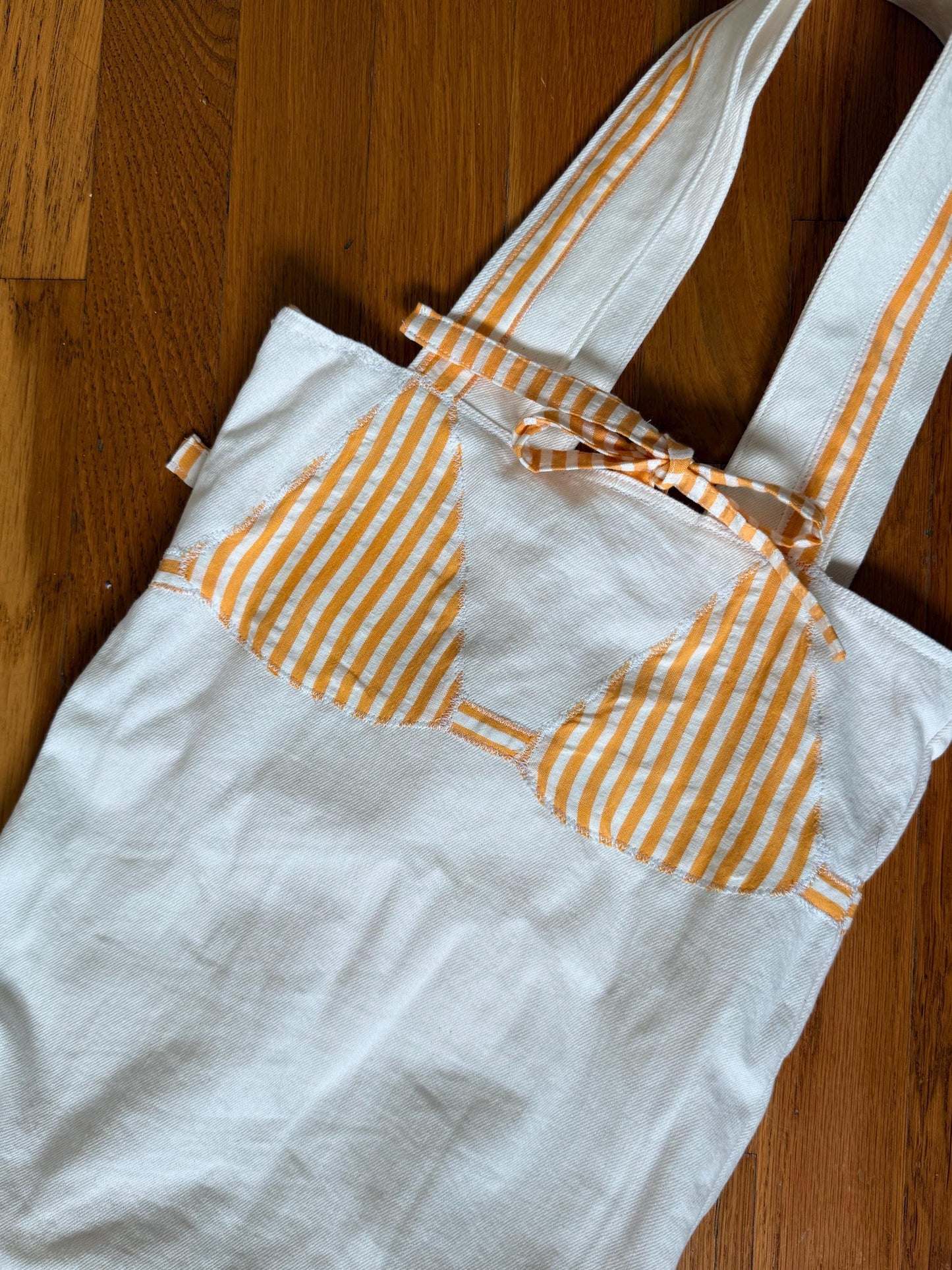 Upcycled Denim Tote Bag with Bikini Appliqué
