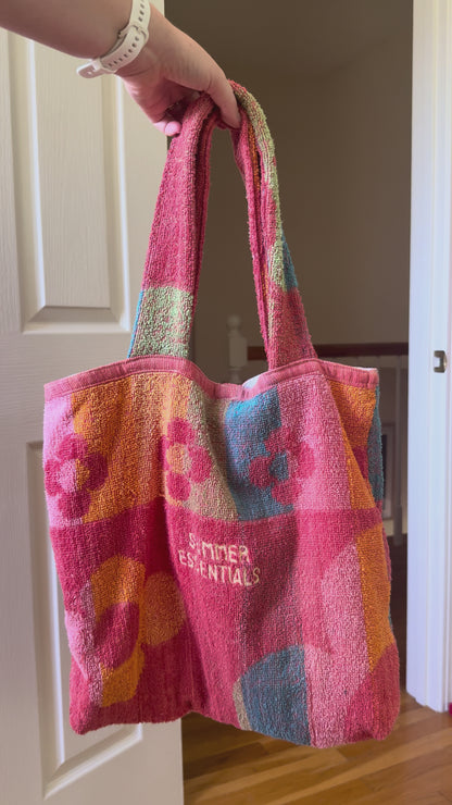 summer essentials towel tote